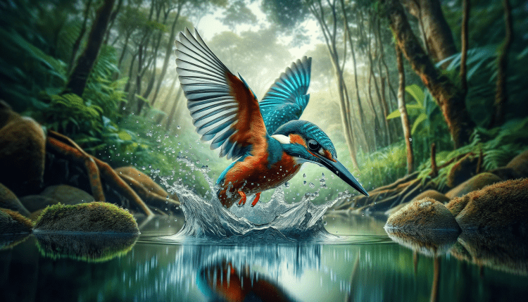 A Kingfisher in Mid Dive