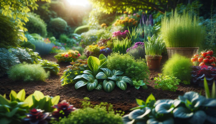 A Lush Garden with a Variety of Plants