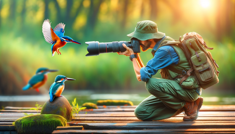 A Photographer Taking Photos of Kingfishers