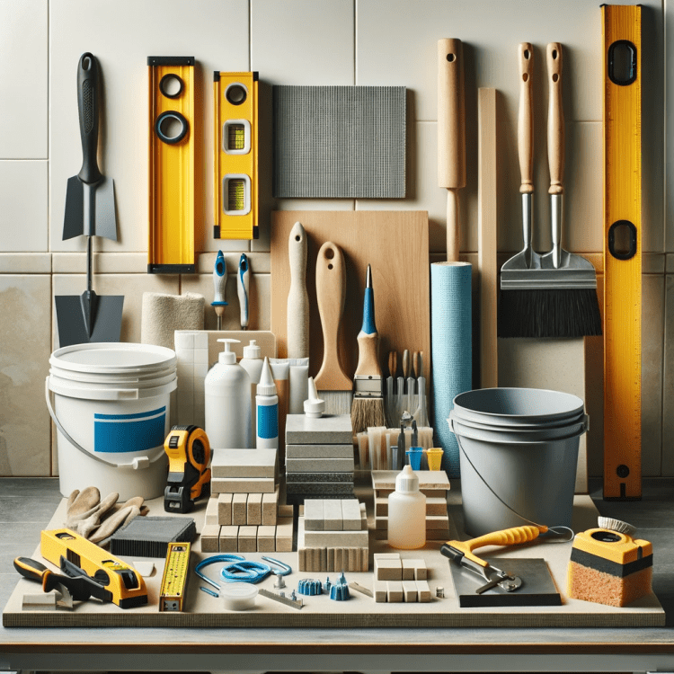 A Selection of things you need for tile installation