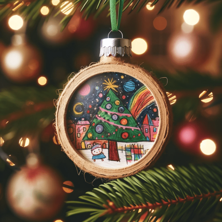 A Unique Christmas Ornament made with Children’s Artwork