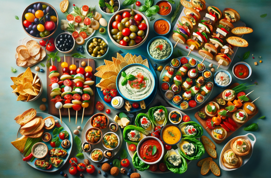 A Vibrant Appetizer Food Spread for a Potluck