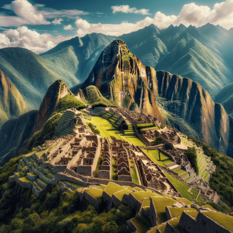 A beautiful panoramic view of Machu Picchu, Peru