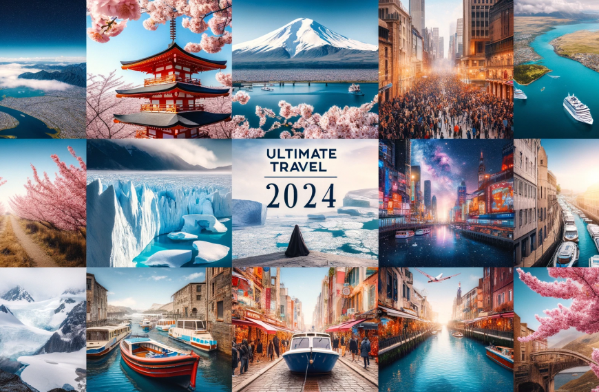 A collage featuring ultimate travel destinations for 2024