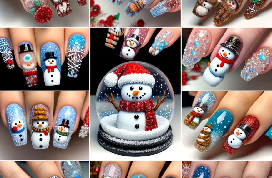 A collage of Snowman Nail Art Design Ideas