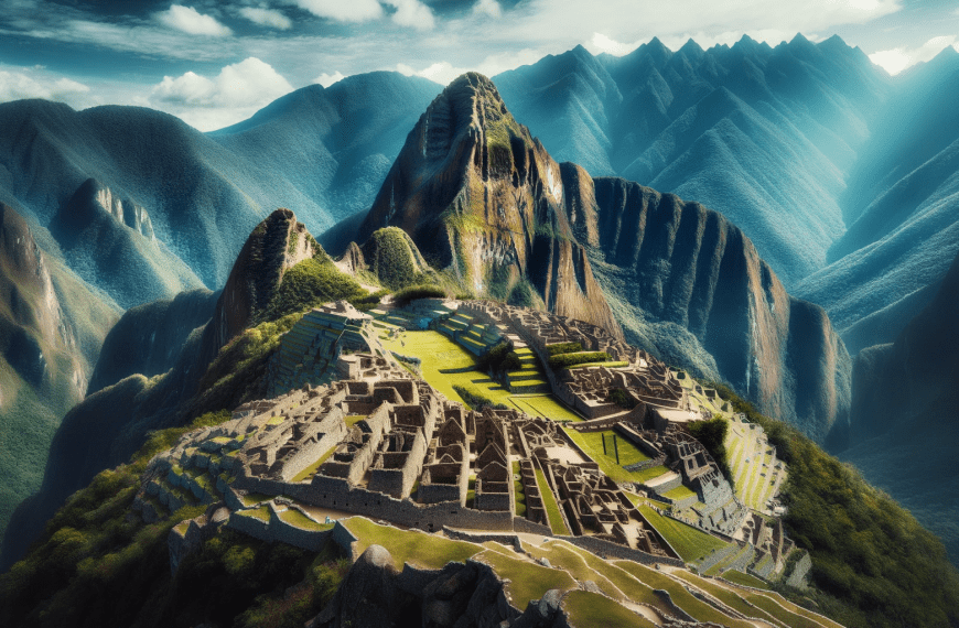A panoramic view of Machu Picchu, Peru