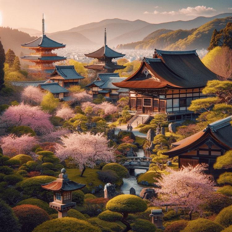 A scenic view of Kyoto, Japan