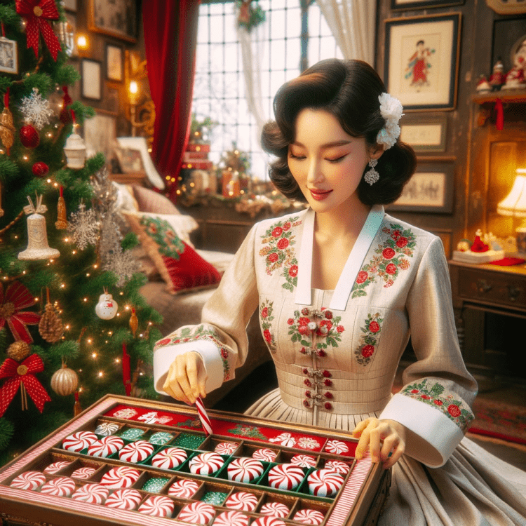 Woman with Christmas candy