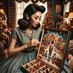 Woman with a Santa’s Workshop Christmas Advent Calendar – Free Image Download