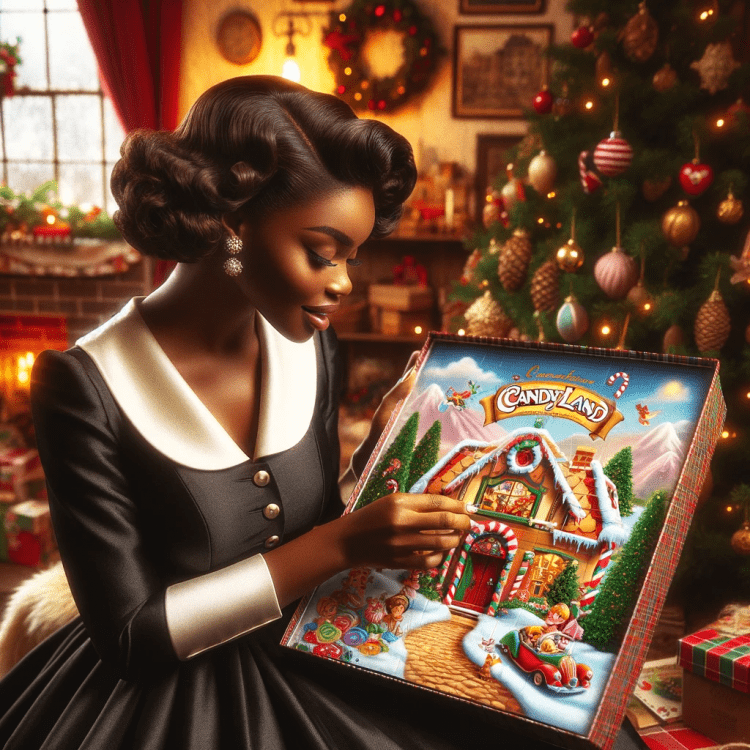 Woman with candy Christmas advent calendar