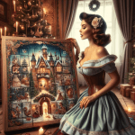 Woman with a Snow Themed Christmas Advent Calendar – Free Image Download