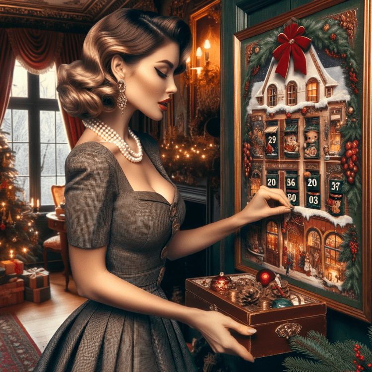 Woman with Christmas advent calendar