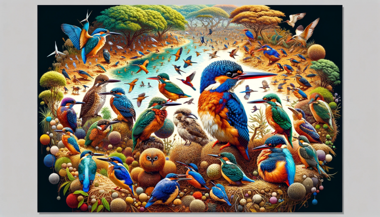 An Artistic Rendering of Different Kingfishers