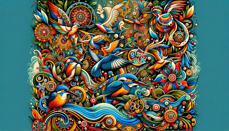 An artistic rendering of Kingfishers in Culture and Folklore