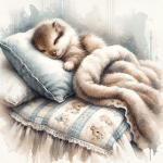 Baby Fox Cub Sleeping on a Pillow Watercolor – FREE Image Download