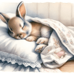 Baby Beaver Sleeping Peacefully on a Bed Painting – FREE Image Download