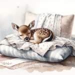 Baby Porcupine Sleeping on a Pillow Painting – FREE Image Download
