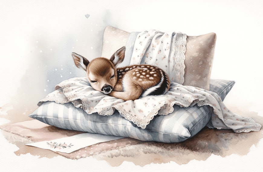 Baby Deer Sleeping on a Pillow Painting