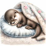 Baby Skunk Sleeping on a Pillow Painting – FREE Image Download