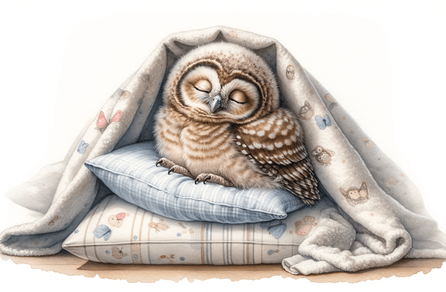 Baby Owl Sleeping on a Pillow Painting