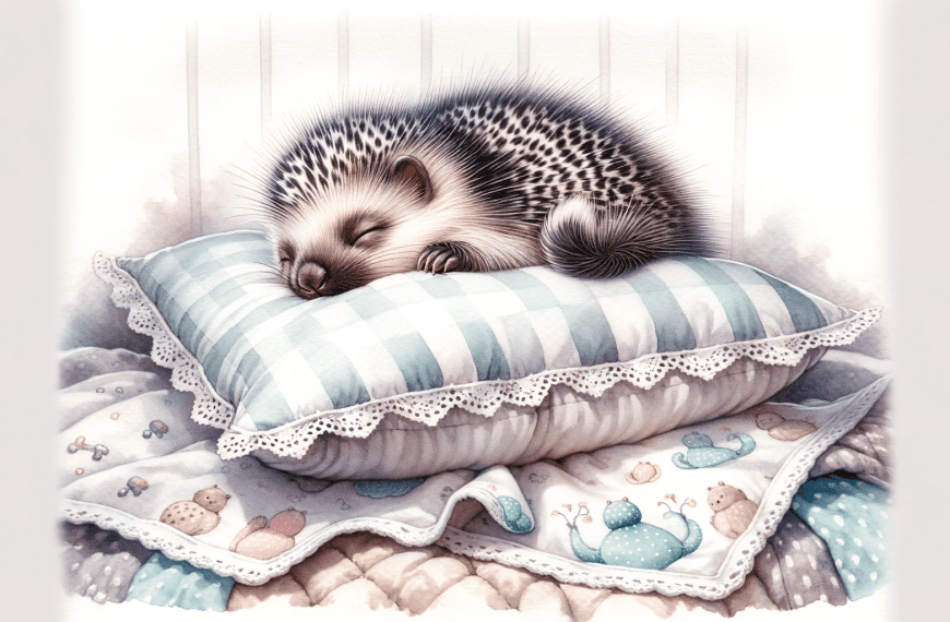 Baby Porcupine Sleeping on a Pillow Painting