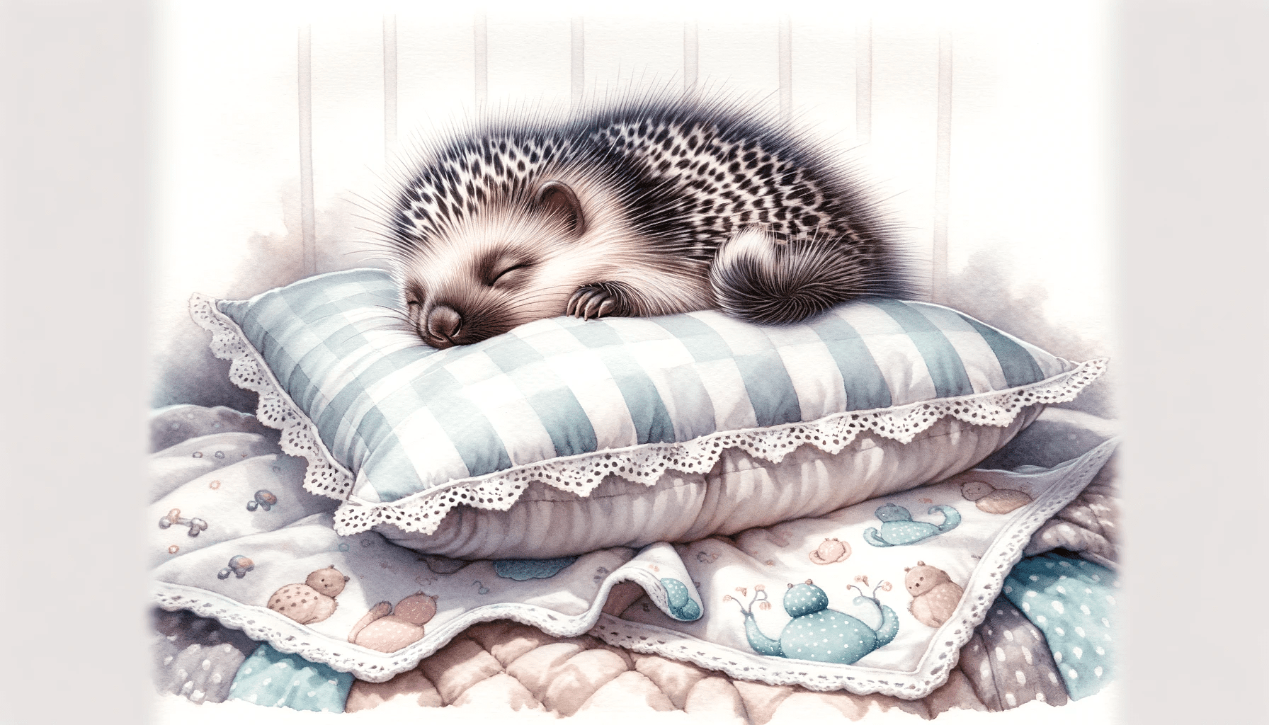 Baby Porcupine Sleeping on a Pillow Painting