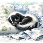 Baby Otter Sleeping with Pillow and Blanket Painting – FREE Image Download