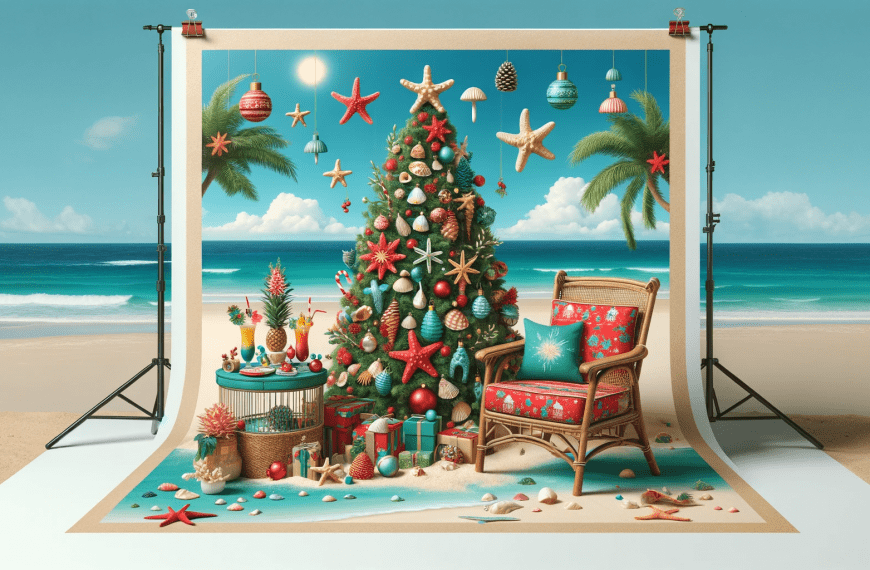 Beach holiday Christmas backdrop