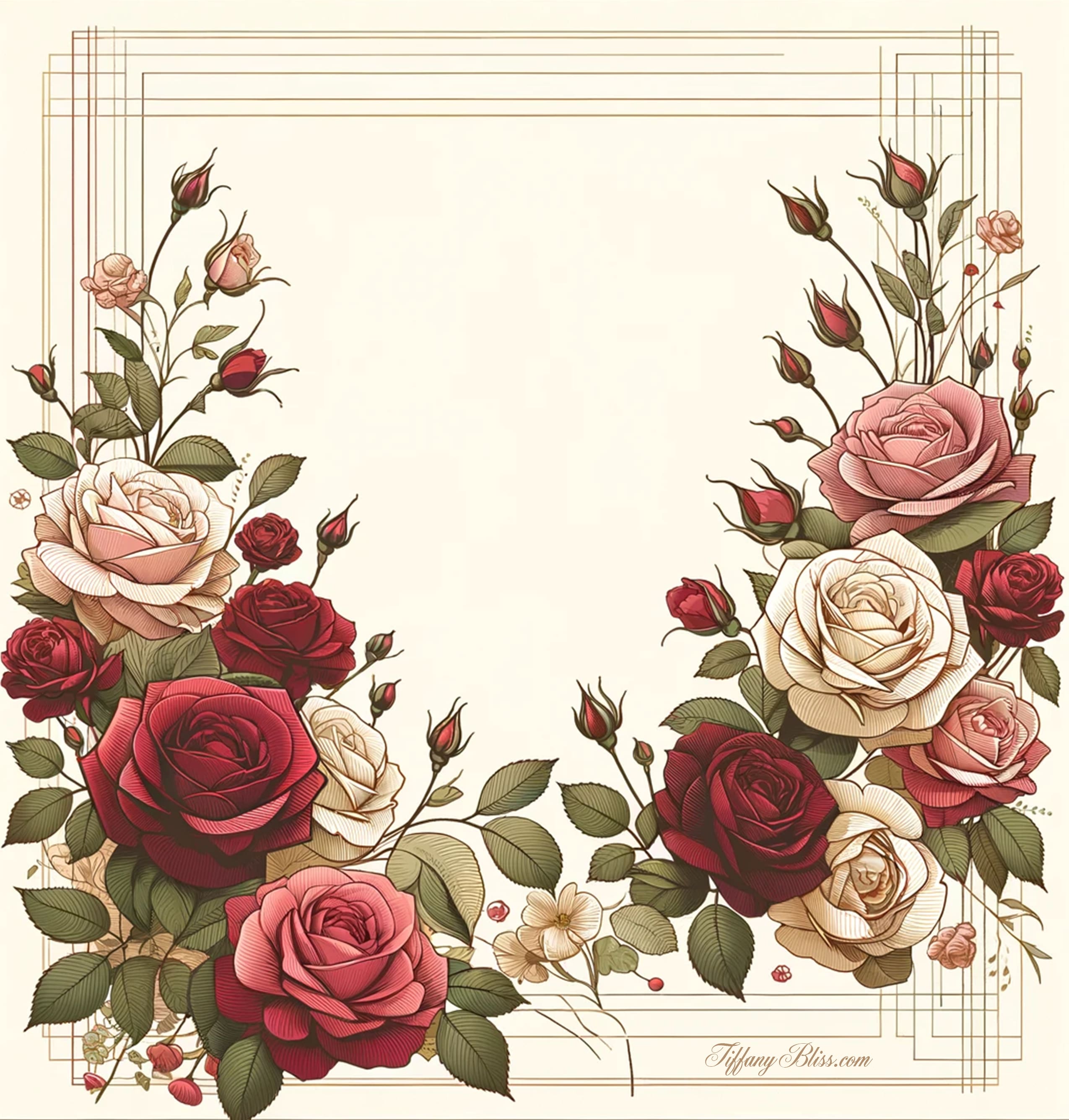 Beautiful Roses Unlined Elegant Stationery