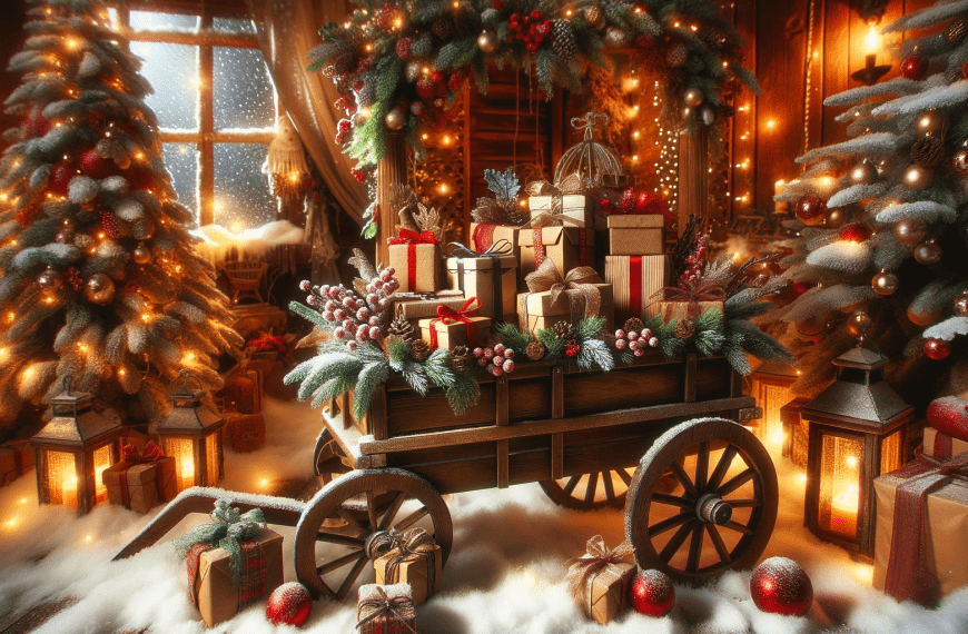 Beautiful wagon Christmas backdrop