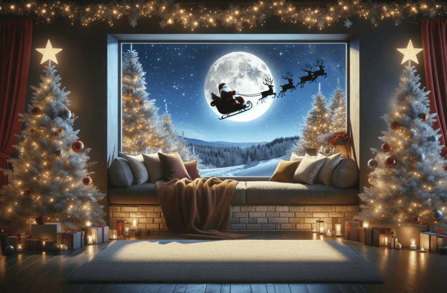 Christmas Decorations Window Full Moon Santa Reindeer