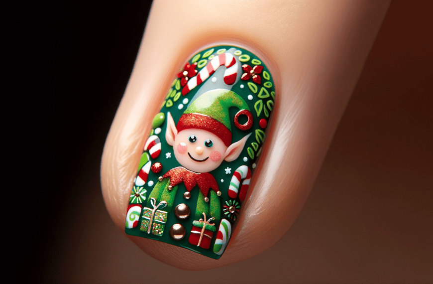 Christmas Elf Holiday Nail Art