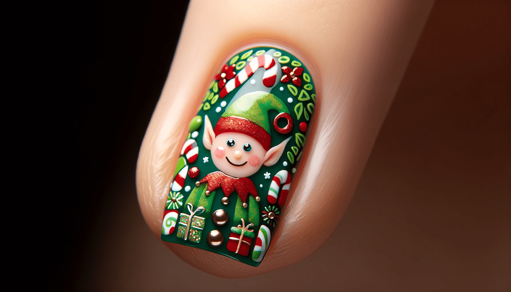 Christmas Elf Holiday Nail Art