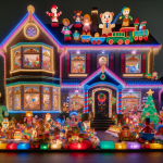 Snowflake Christmas Lights on House at Night – FREE Image Download