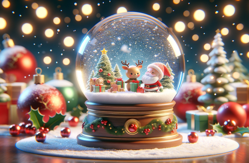 Cute Santa and Reindeer Snow Globe