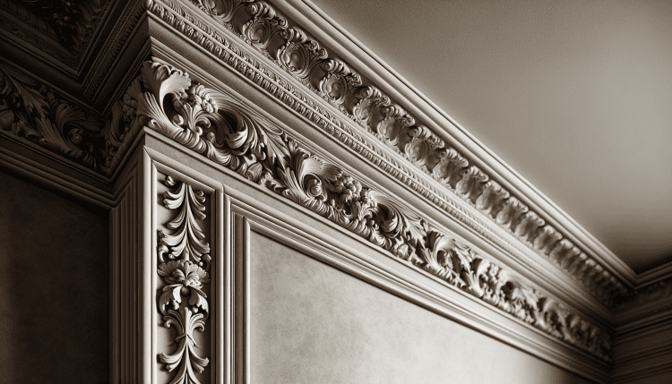 Intricately designed crown molding