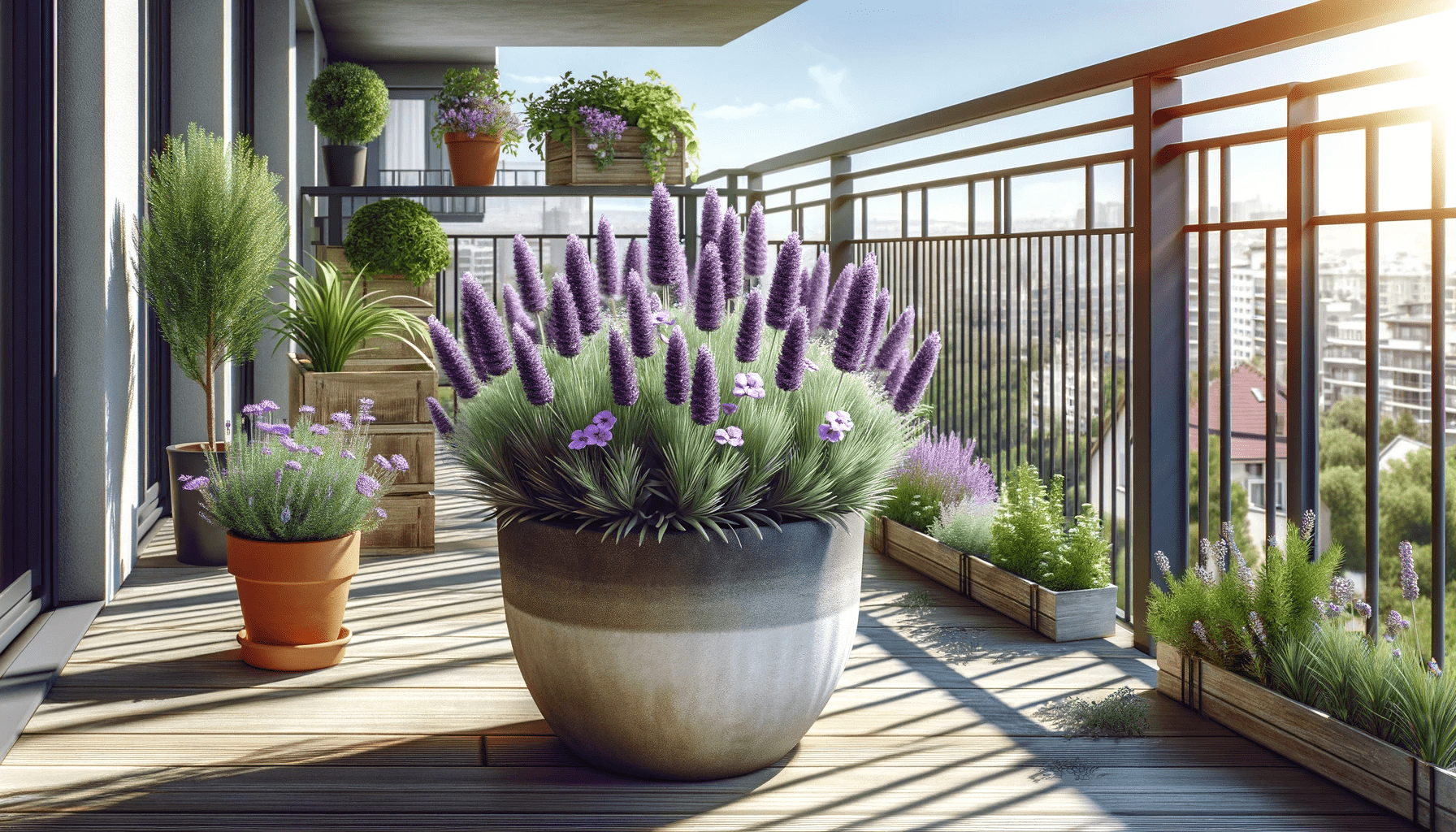 Lavender Plants on a Sunny Balcony