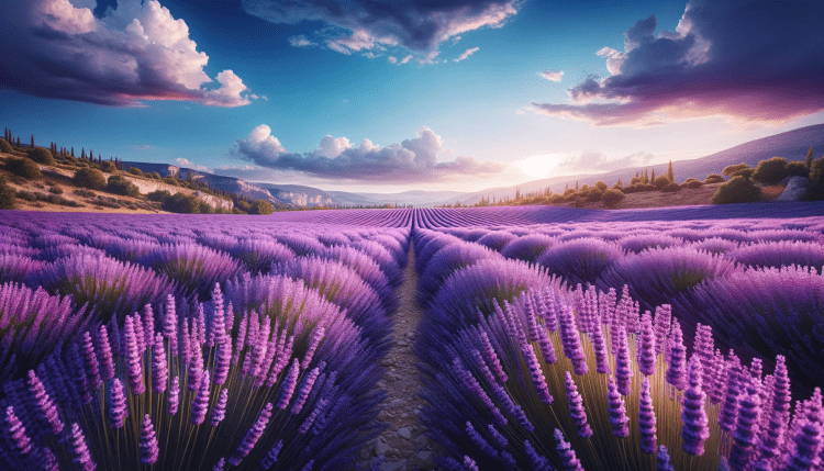 Lavender in a Field in Full Bloom
