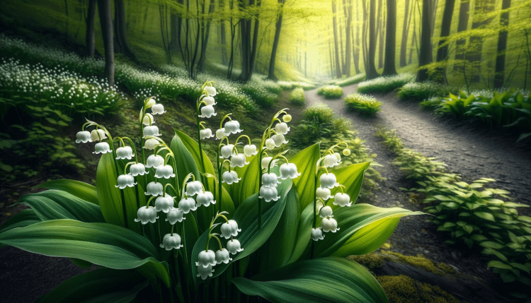 Lily of the Valley along a Forest Path