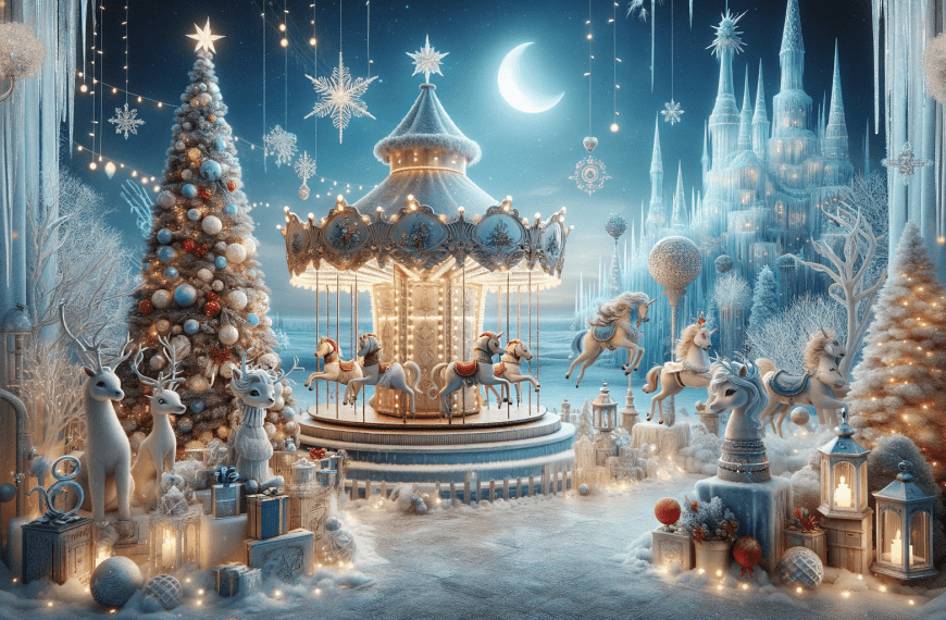 Magical ice castle Christmas backdrop