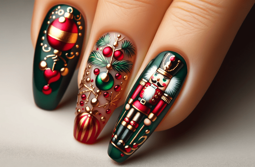 Nutcracker Christmas Ornament Nail Art