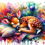 Rainbow Fox Sleeping on a Pillow Painting – FREE Image Download