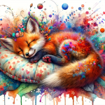 Rainbow Deer Sleeping on a Pillow Painting – FREE Image Download