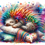 Baby Bear Sleeping on a Pillow Painting – FREE Image Download