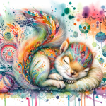 Rainbow Badger Sleeping on a Pillow Painting – FREE Image Download