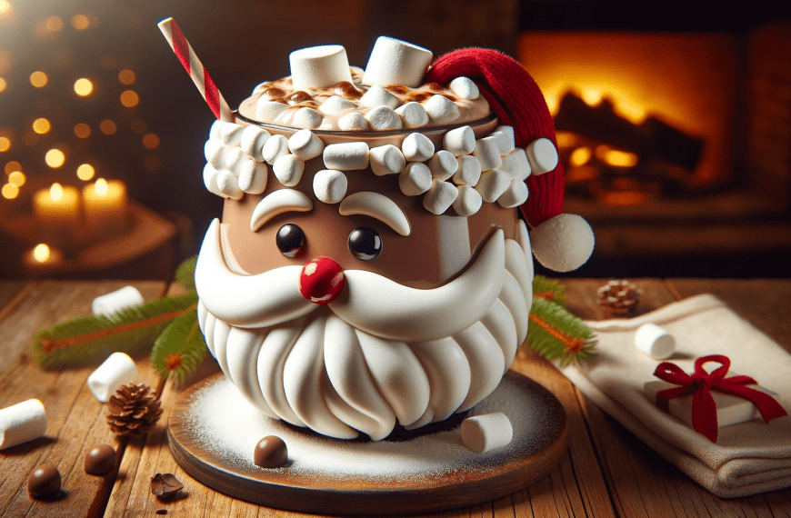 Santa Mug with Marshmallows and Straw