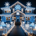 Angel Christmas Lights on House at Night – FREE Image Download
