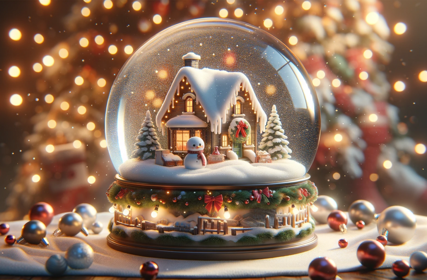 Snowman and Christmas Cottage Snow Globe