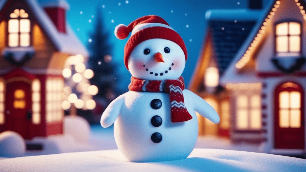 Snowman in village