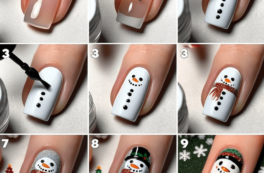 Step by Step How To Create Snowman Nail Art